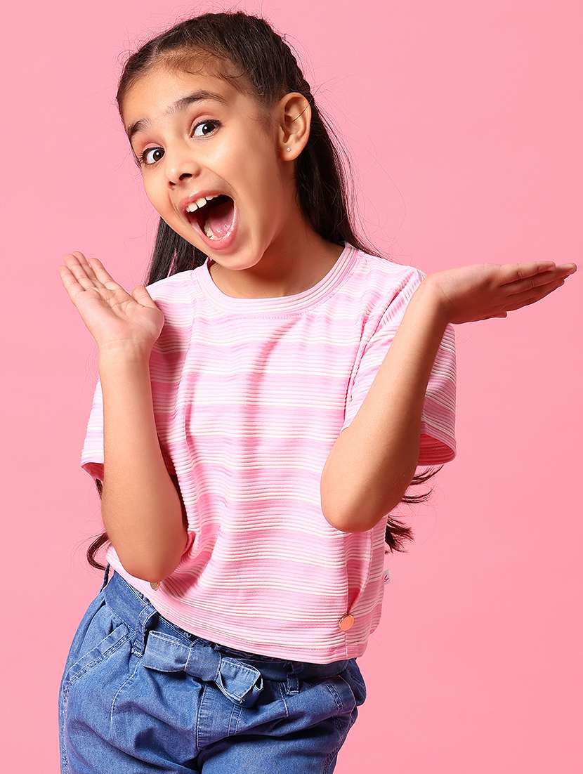 girls striped short slevee tee