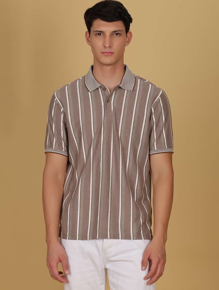 men striped short sleeve regular fit polo t-shirt - 21951748 -  Standard Image - 1