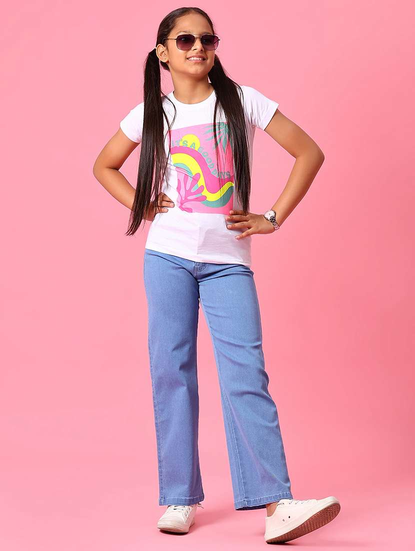 girls front print round neck tees - 21951756 -  Standard Image - 4