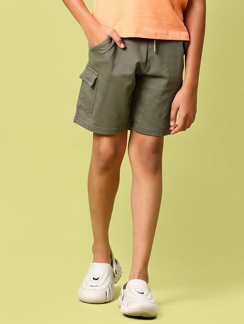 olive cotton shorts & three fourth - 21951783 - Standard Image - 1