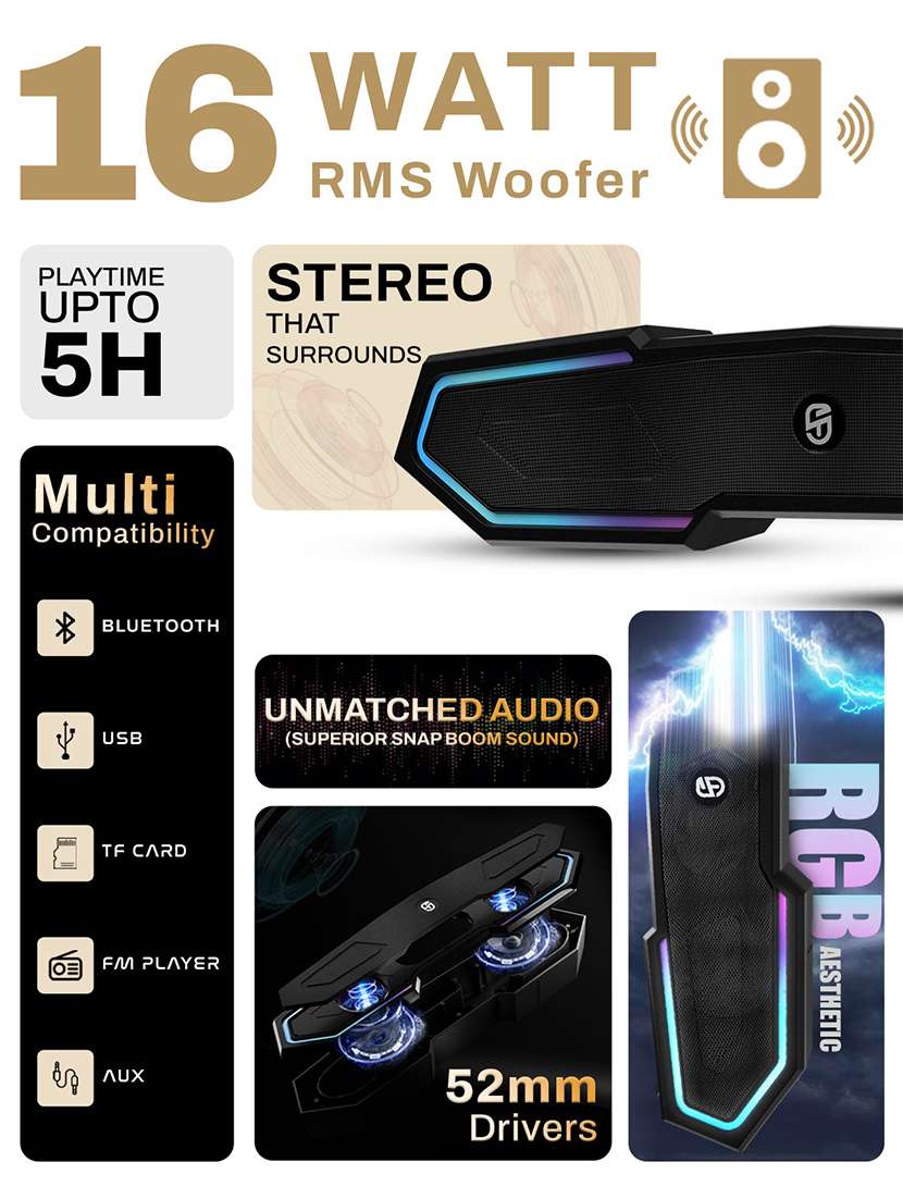 snapup boom edge portable bluetooth speaker (just black) - 21951789 -  Standard Image - 1