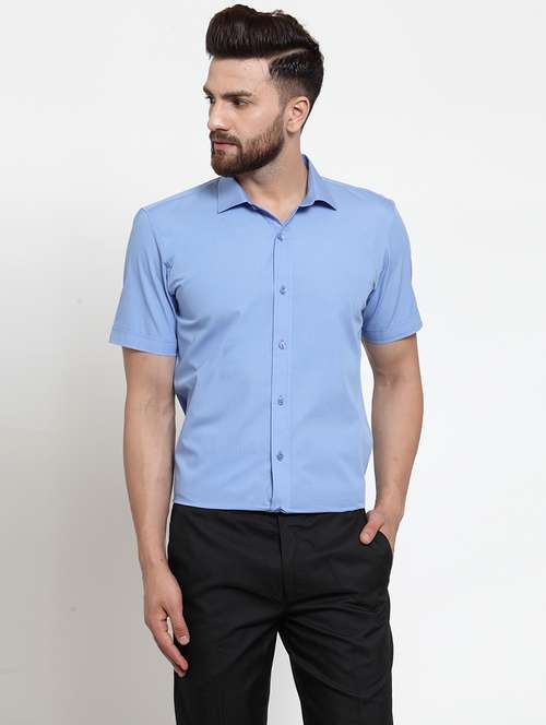 men solid short sleeve slim fit casual shirt - 21951816 -  Standard Image - 0