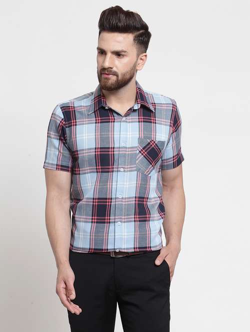 men checkered short sleeve slim fit casual shirt - 21951817 - Standard Image - 0