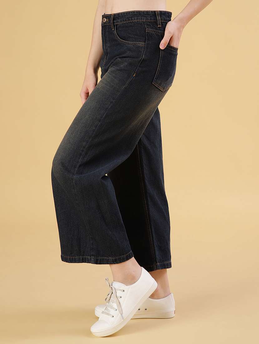 women solid mid rise wide leg jean - 21951843 -  Standard Image - 1