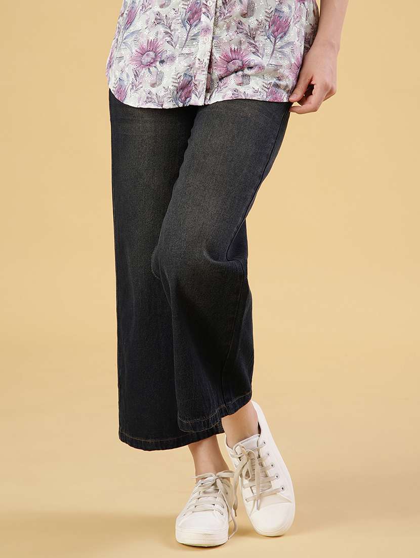women solid mid rise wide leg jean - 21951843 - Standard Image - 4