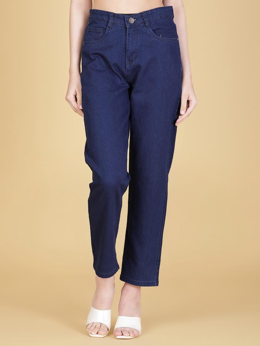women solid high rise straight fit jean - 21951844 - Standard Image - 1