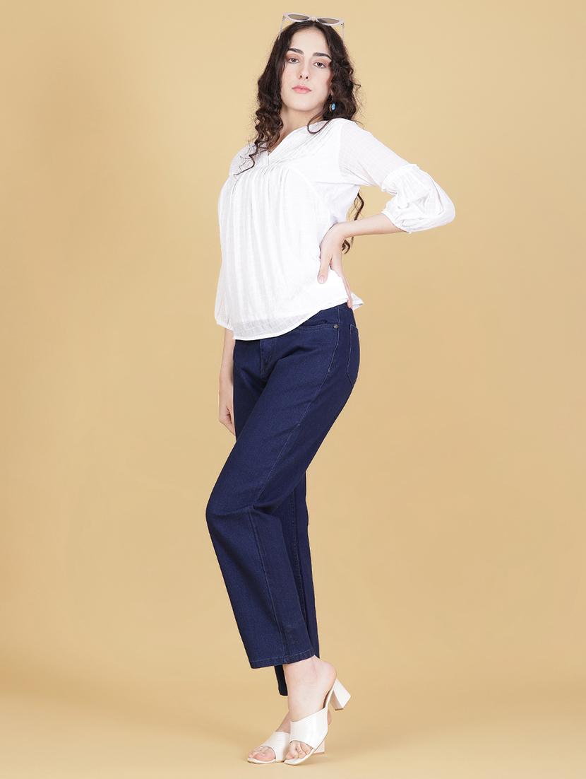 women solid high rise straight fit jean - 21951844 - Standard Image - 4