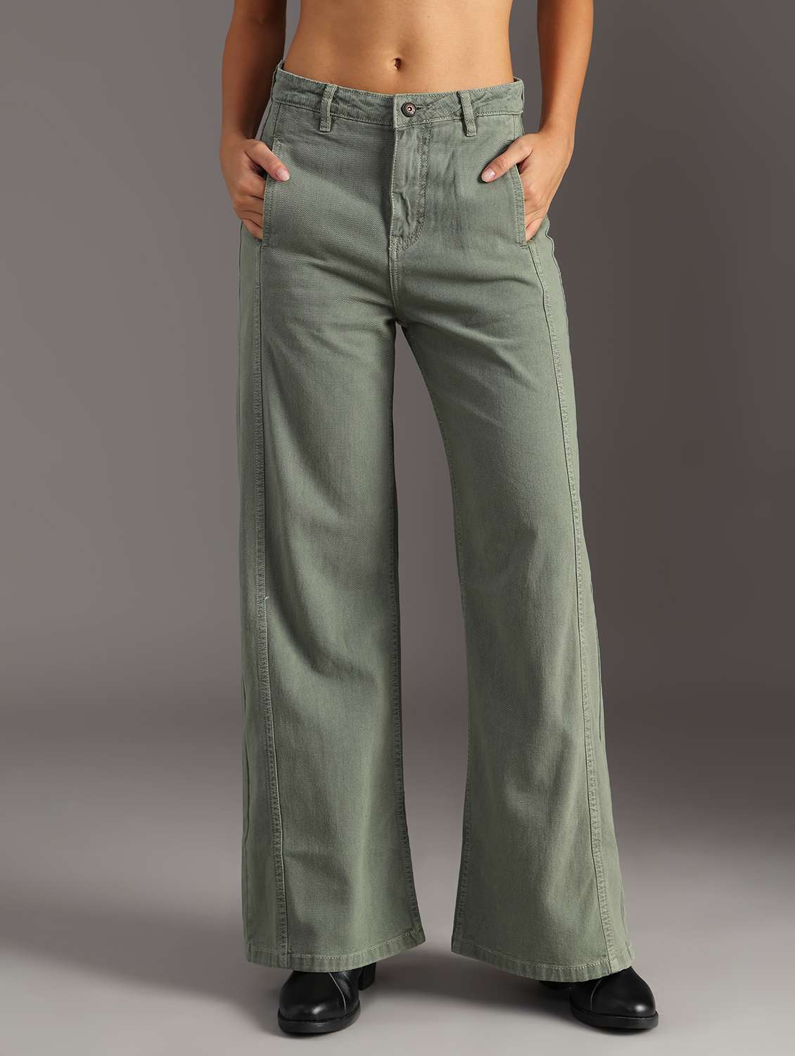 women solid mid rise wide leg jean - 21951863 -  Standard Image - 1