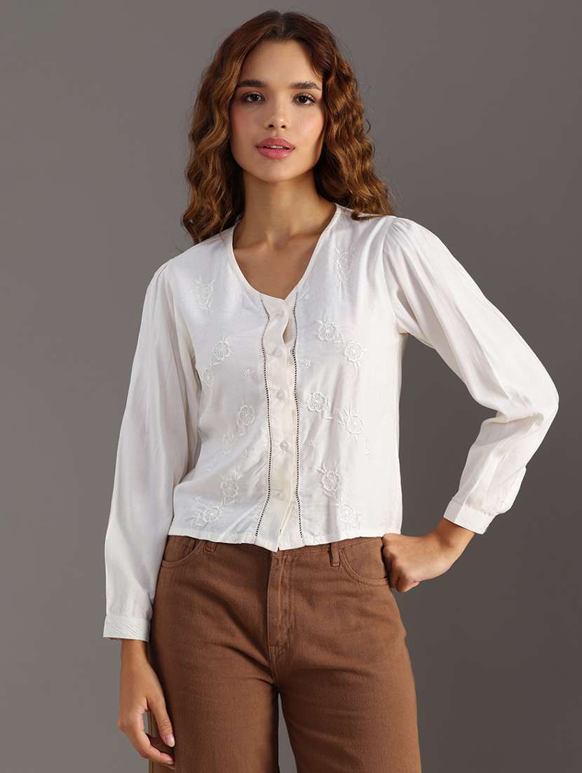 women embroidered long sleeve regular shirt - 21951866 -  Standard Image - 1