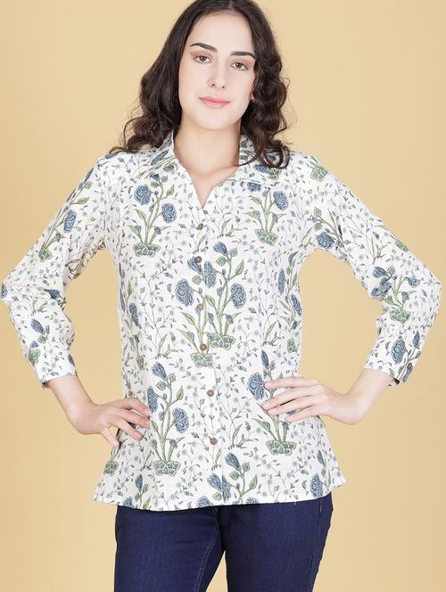 women printed collared regular shirt - 21951903 - Standard Image - 0