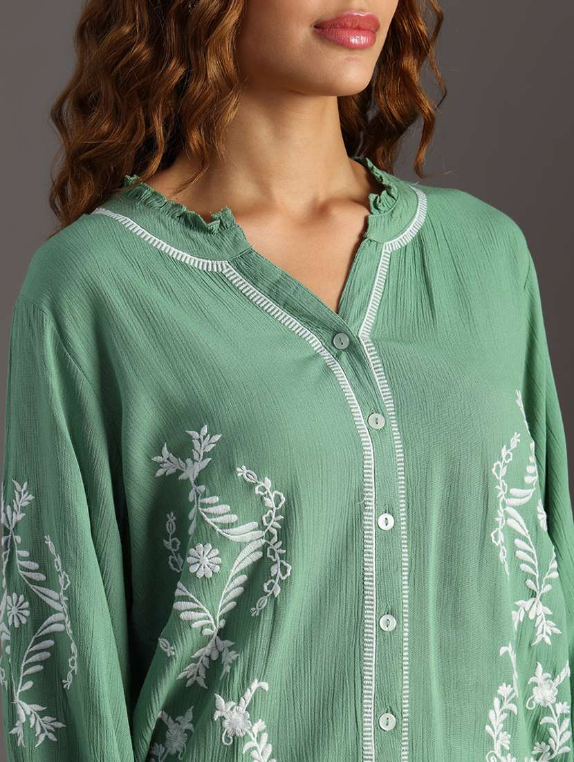 women embroidered long sleeve regular top - 21952059 -  Standard Image - 4
