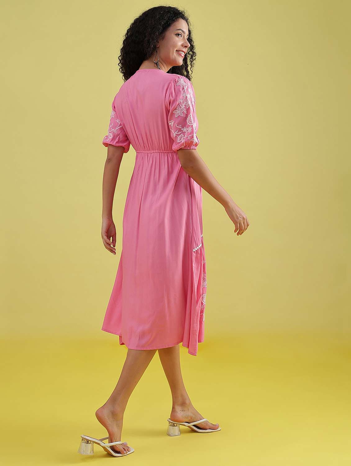 women embroidered puff sleeve tiered dress - 21952062 -  Standard Image - 4