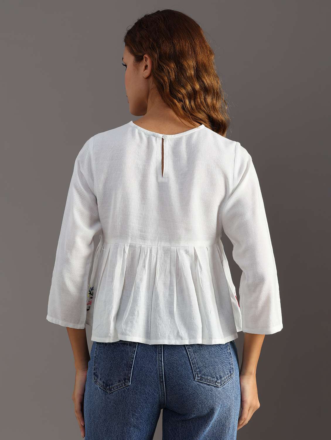 women white embroidered flared top - 21952073 - Standard Image - 4