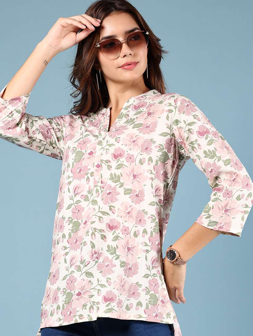 women printed three quarter sleeve kurti - 21952095 -  Standard Image - 1