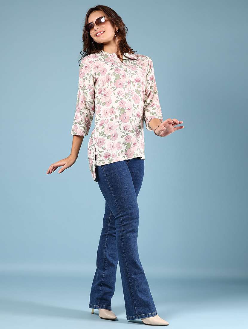 women printed three quarter sleeve kurti - 21952095 -  Standard Image - 4