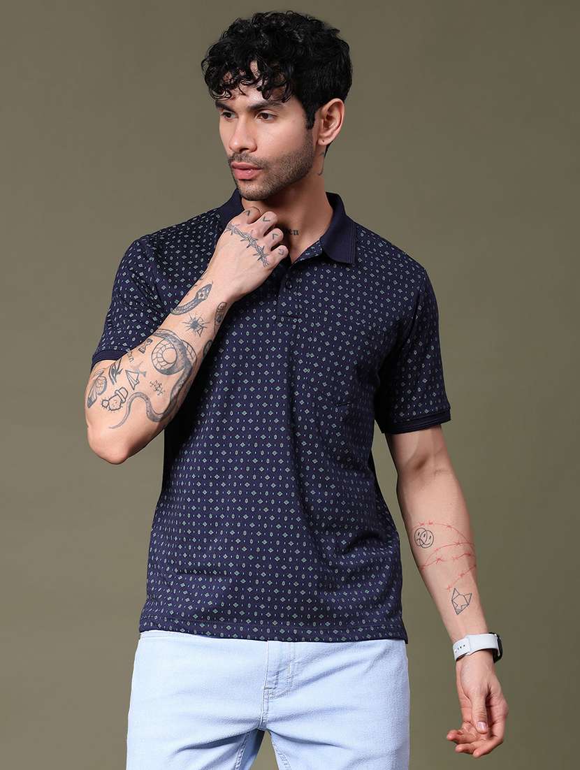 men printed short sleeve regular fit polo t-shirt - 21952265 -  Standard Image - 1