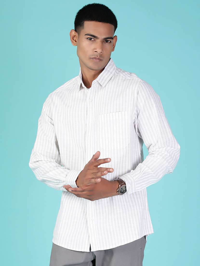 men striped long sleeve regular fit shirt - 21952273 -  Standard Image - 1