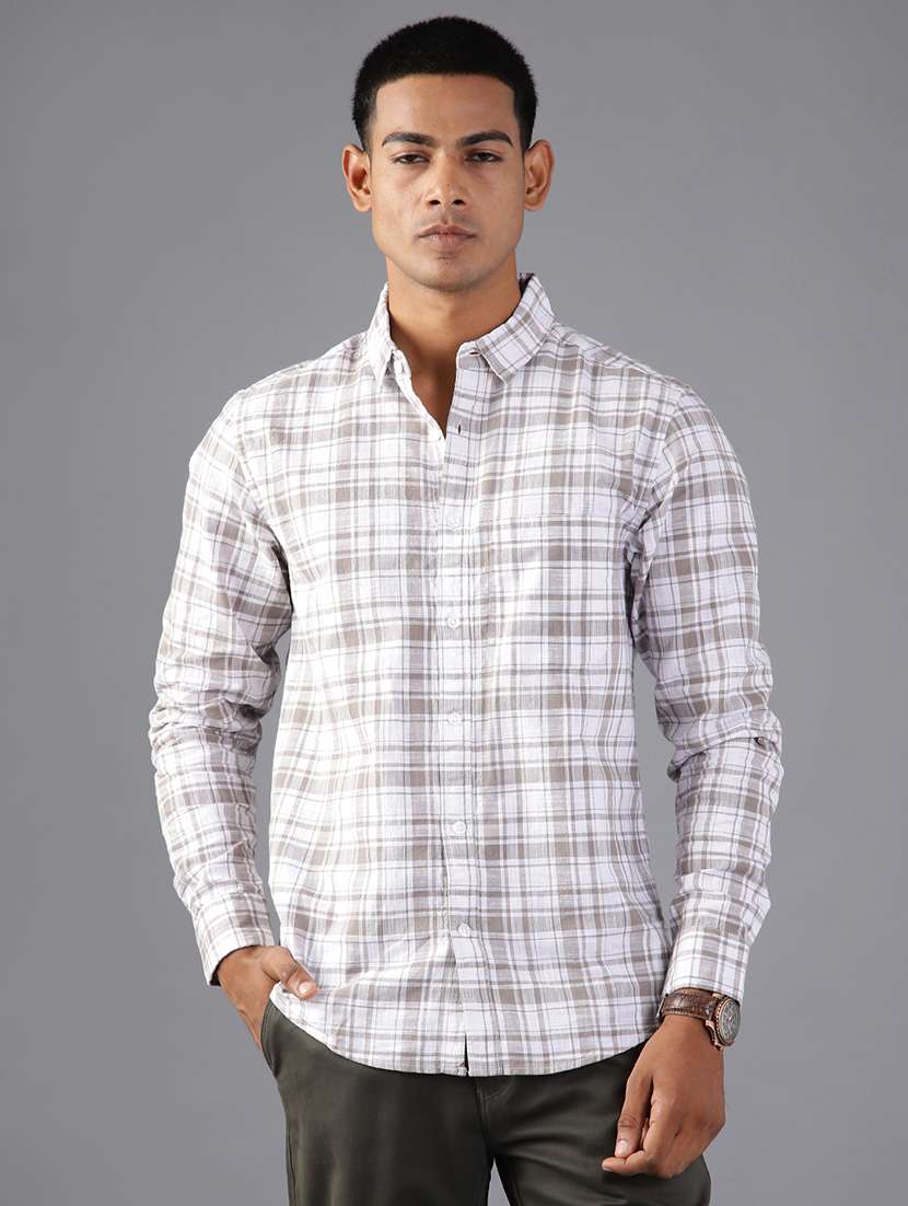 men checkered collared long sleeve shirt - 21952274 -  Standard Image - 1