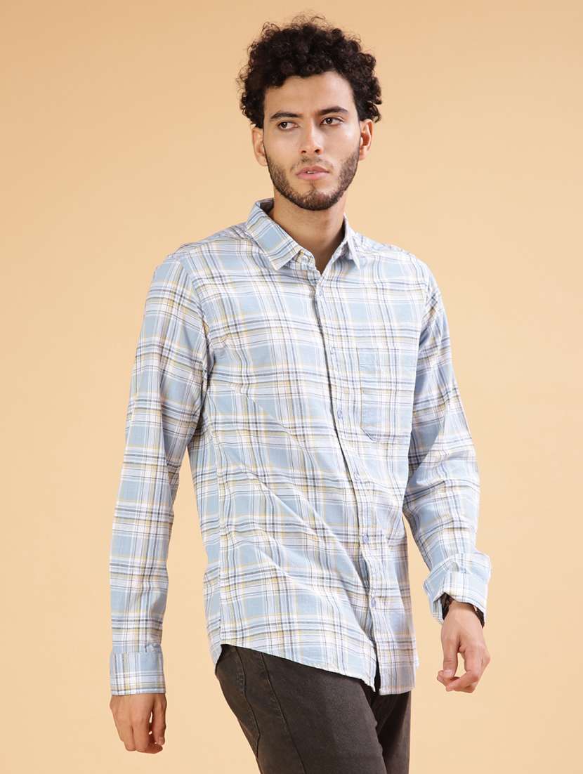 men checkered collared long sleeve shirt - 21952275 -  Standard Image - 1