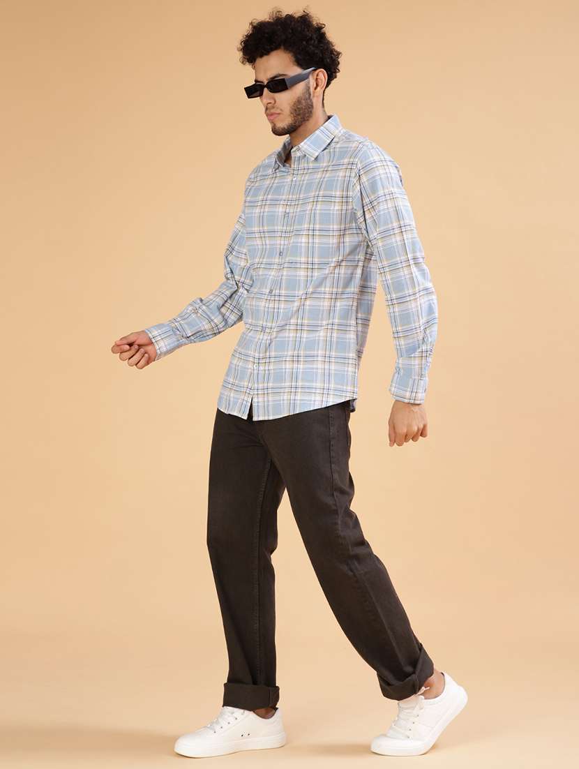 men checkered collared long sleeve shirt - 21952275 -  Standard Image - 4