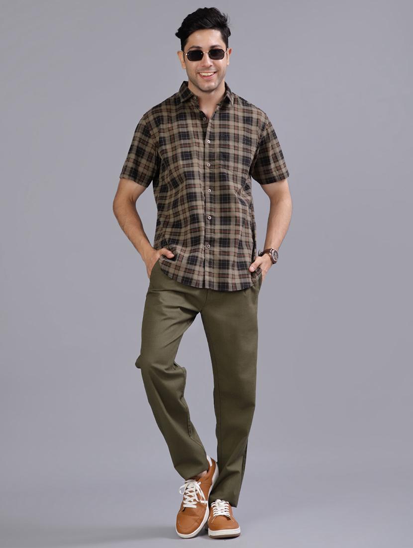 men checkered collared short sleeve regular fit shirt - 21952279 - Standard Image - 4