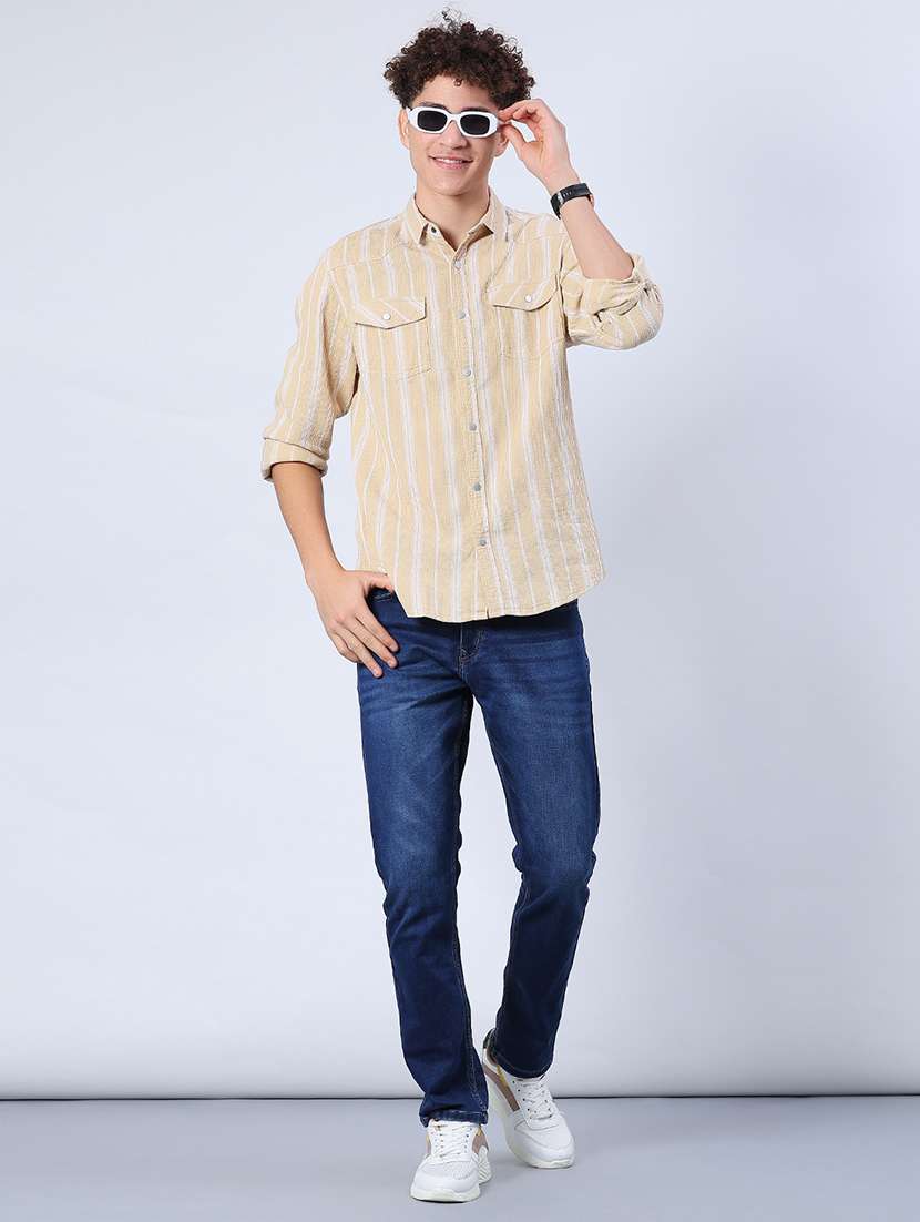 men striped collared long sleeve shirt - 21952322 -  Standard Image - 4