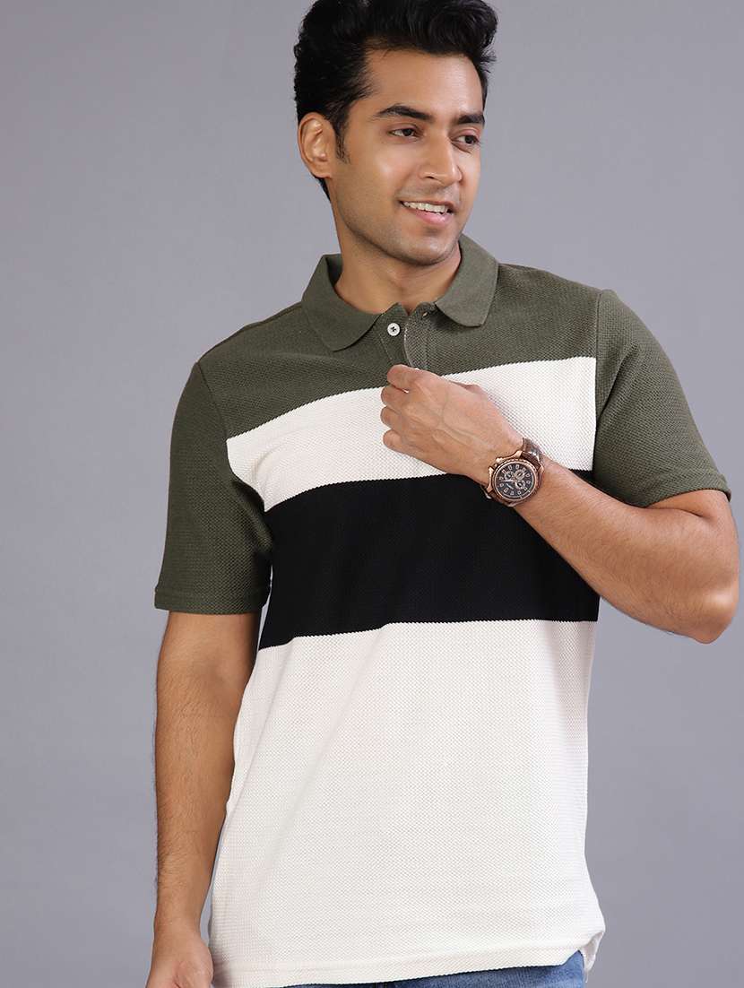 men color blocked short sleeve regular fit polo t-shirt