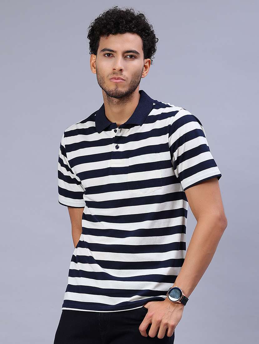 men striped short sleeve regular fit polo t-shirt - 21952345 -  Standard Image - 1