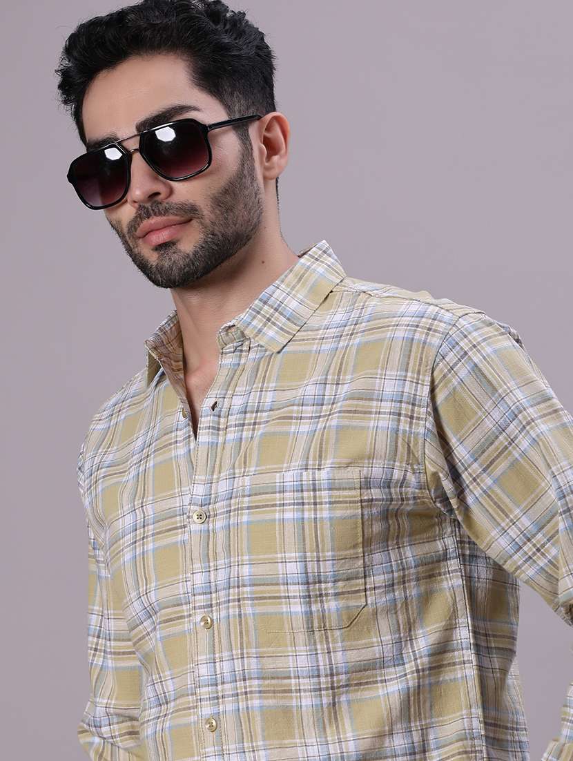 men checkered collared long sleeve shirt - 21952356 -  Standard Image - 4