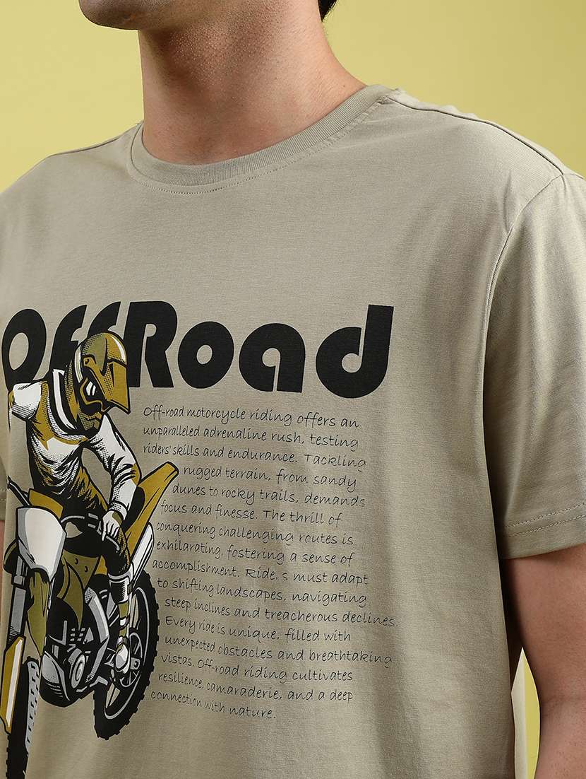 men front print round neck regular fit t-shirt - 21952379 - Standard Image - 4