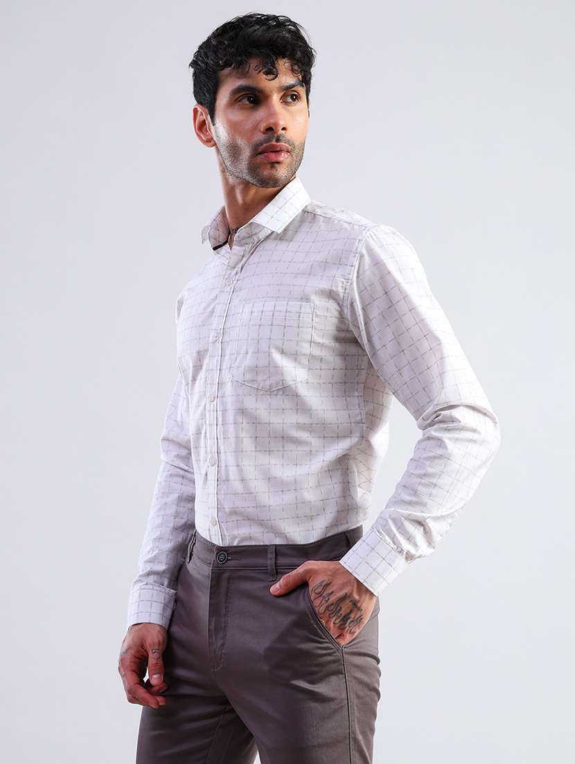 men checkered long sleeve regular fit formal shirt - 21952381 - Standard Image - 1