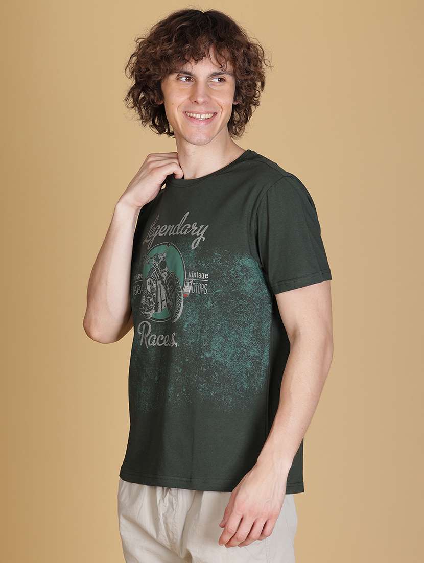 men front print round neck regular fit t-shirt - 21952394 -  Standard Image - 1
