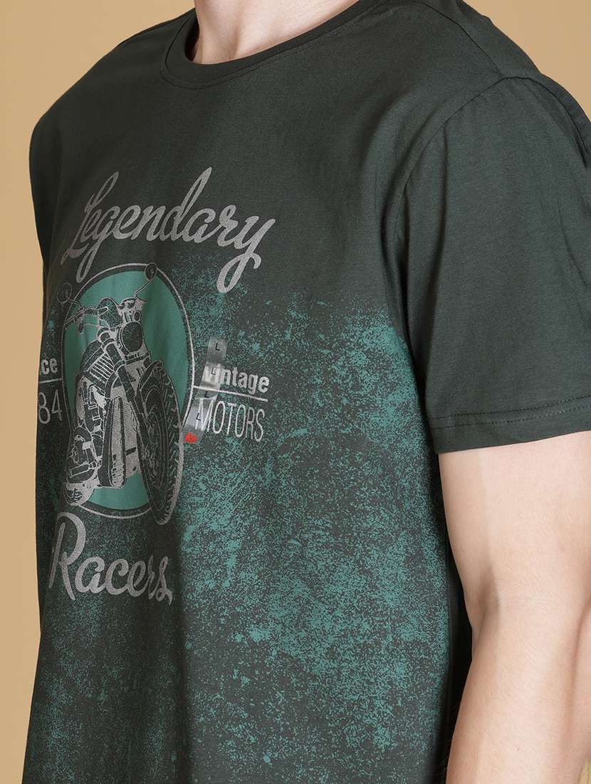 men front print round neck regular fit t-shirt - 21952394 -  Standard Image - 4