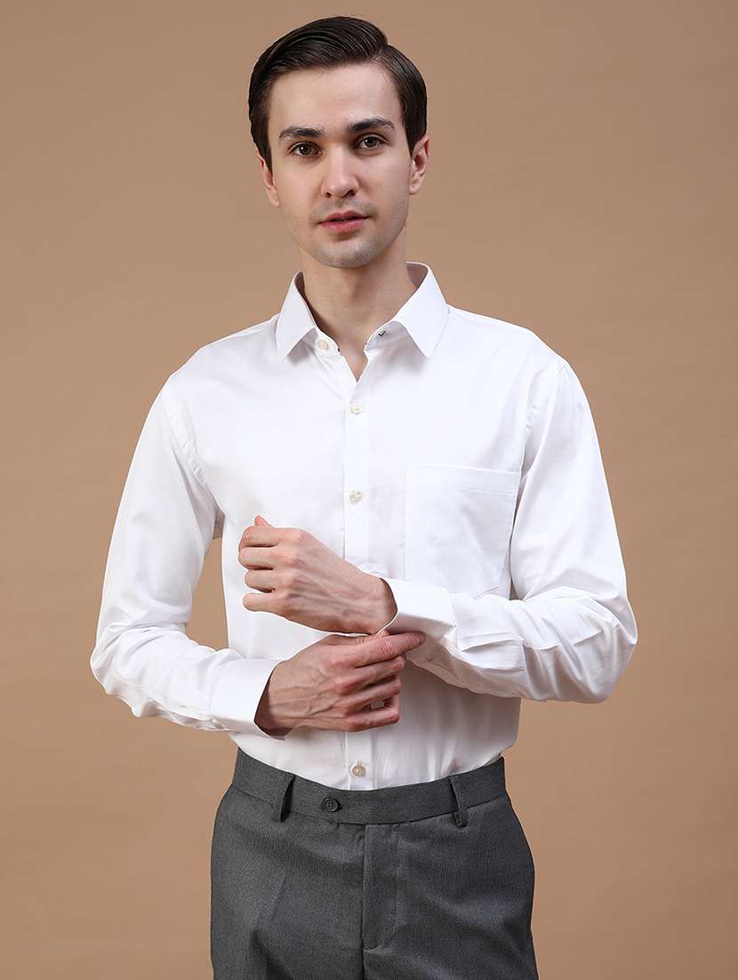 men solid collared long sleeve shirt - 21952420 -  Standard Image - 1