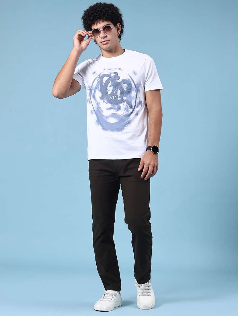 men white cotton blend front print t-shirt - 21952432 -  Standard Image - 4