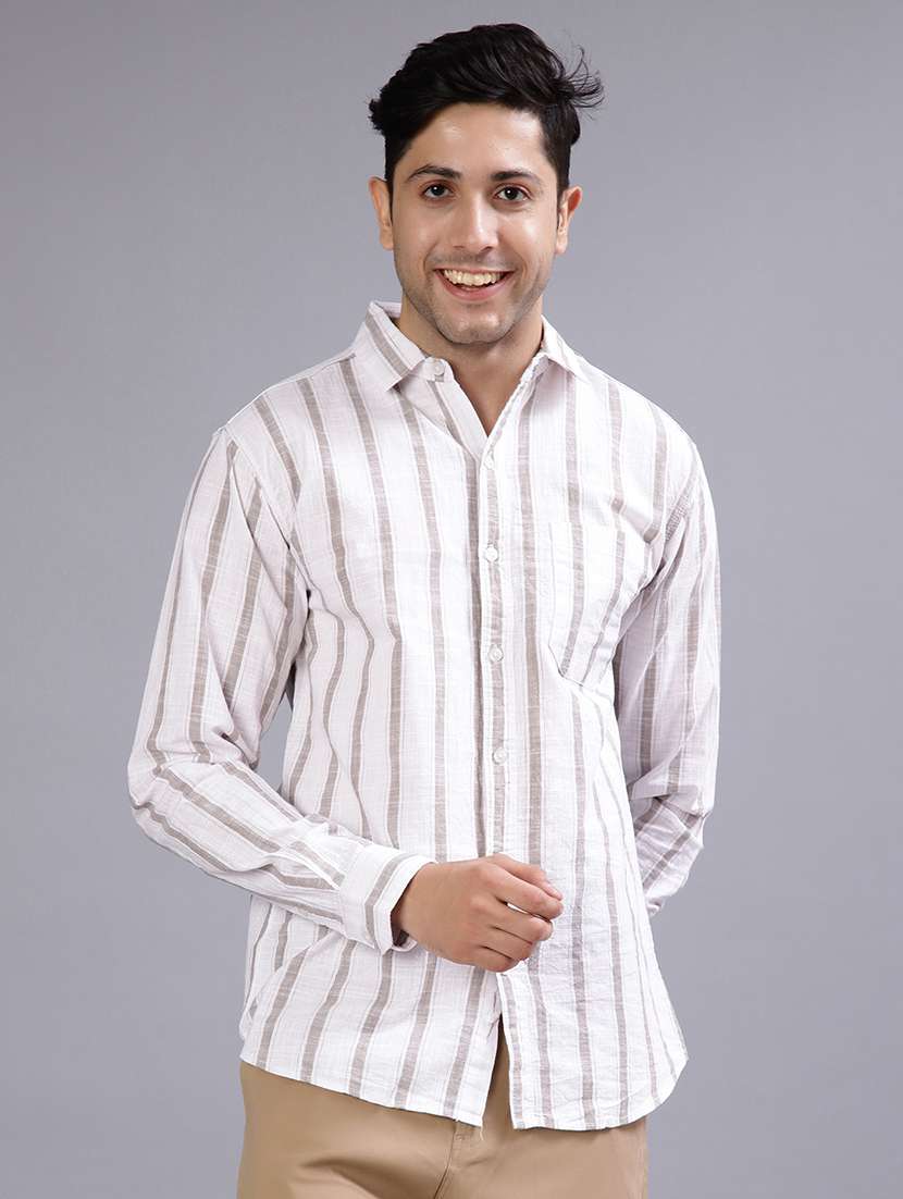 men striped collared long sleeve shirt - 21952444 -  Standard Image - 1