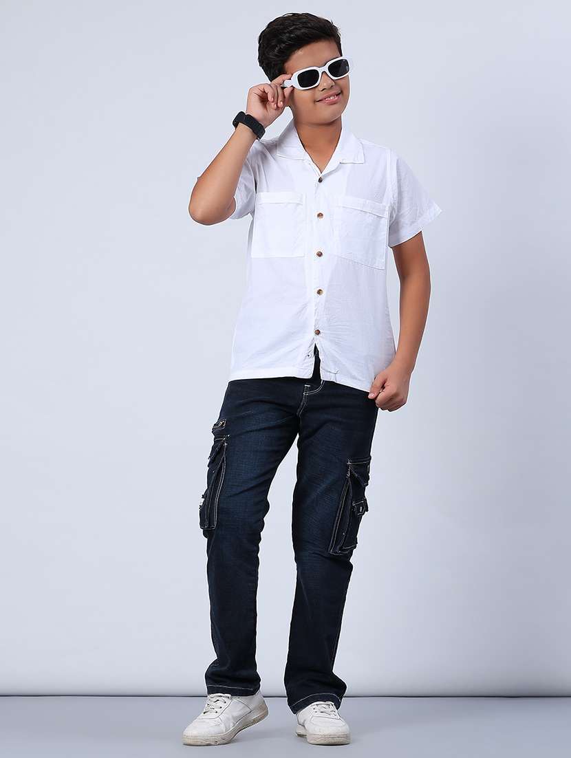 boys solid cuban collar short sleeve shirt - 21953868 -  Standard Image - 4