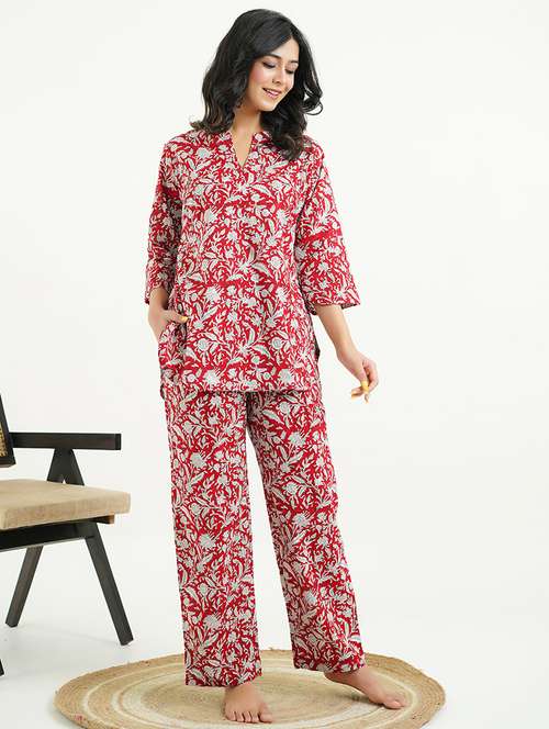 women printed nightwear pyjama set - 21954026 -  Standard Image - 0