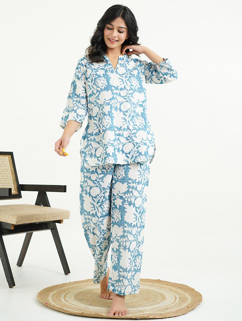 women printed nightwear pyjama set