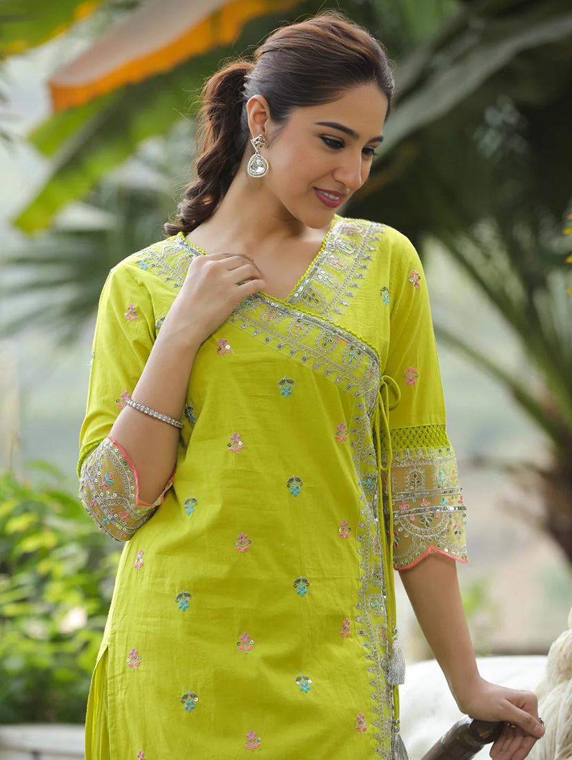 women three quarter sleeve kurta pant set - 21954043 - Standard Image - 6