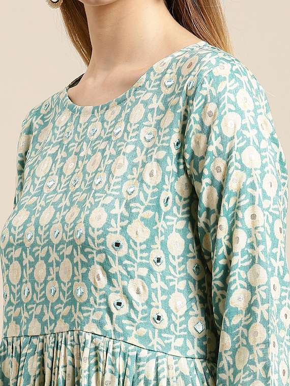 women three quarter sleeve kurta pant set - 21954120 -  Standard Image - 4