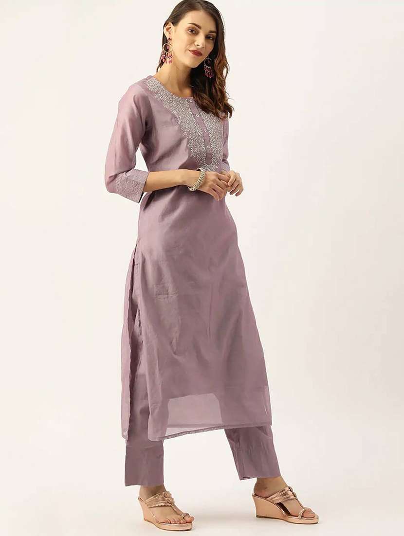 women three quarter sleeve kurta pant with dupatta set - 21954138 - Standard Image - 1