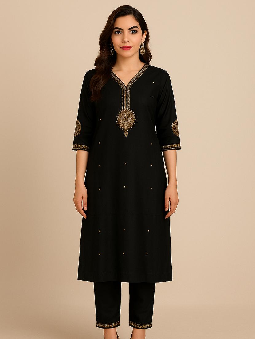women three quarter sleeve kurta pant with dupatta set - 21954143 - Standard Image - 1