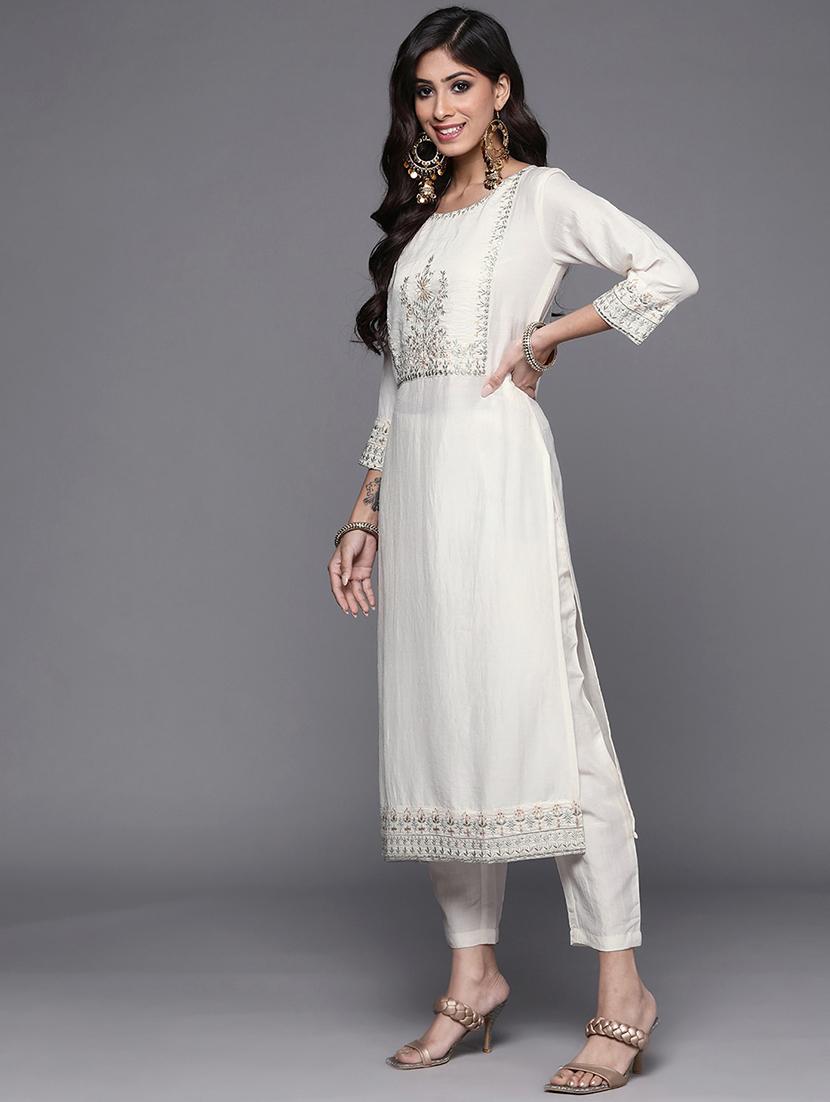 women three quarter sleeve kurta pant with dupatta set - 21954147 -  Standard Image - 1