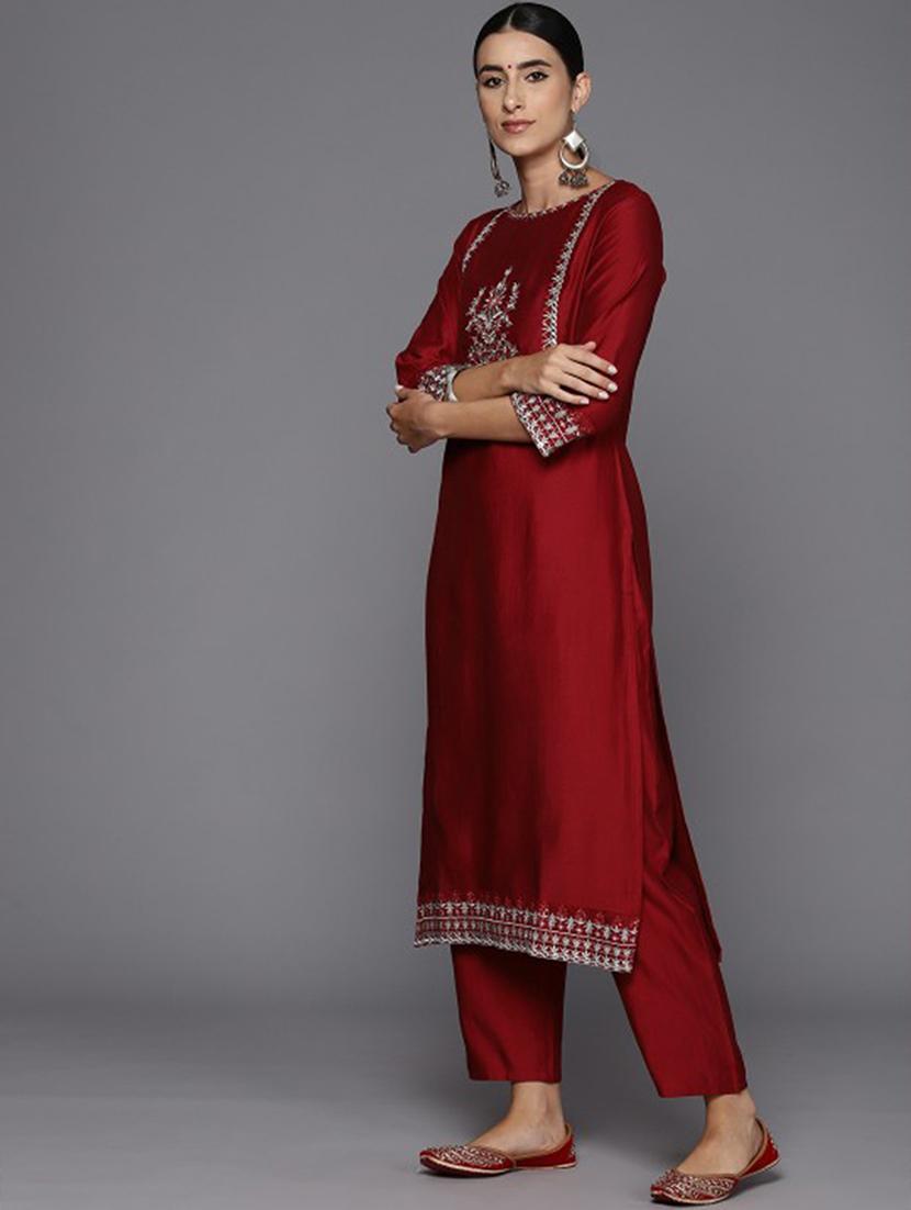 women three quarter sleeve kurta pant with dupatta set - 21954148 - Standard Image - 1