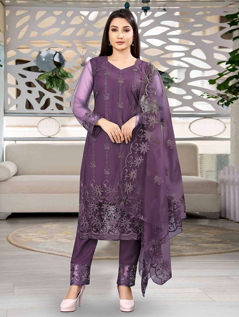 women three quarter sleeve kurta pant with dupatta set