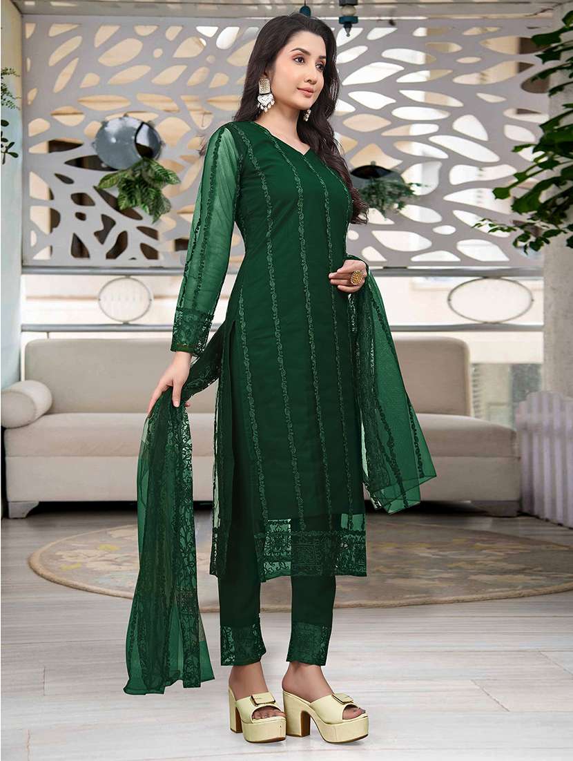 women embroidered long sleeve kurta pant with dupatta set - 21954191 -  Standard Image - 1