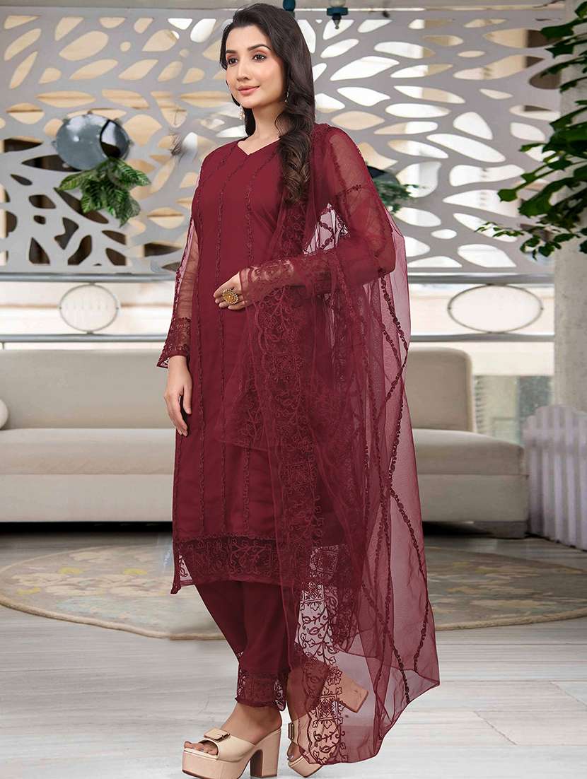 women embroidered long sleeve kurta pant with dupatta set - 21954192 -  Standard Image - 1