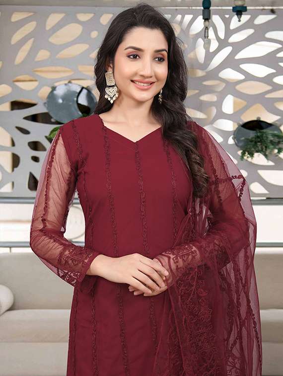 women embroidered long sleeve kurta pant with dupatta set - 21954192 -  Standard Image - 4