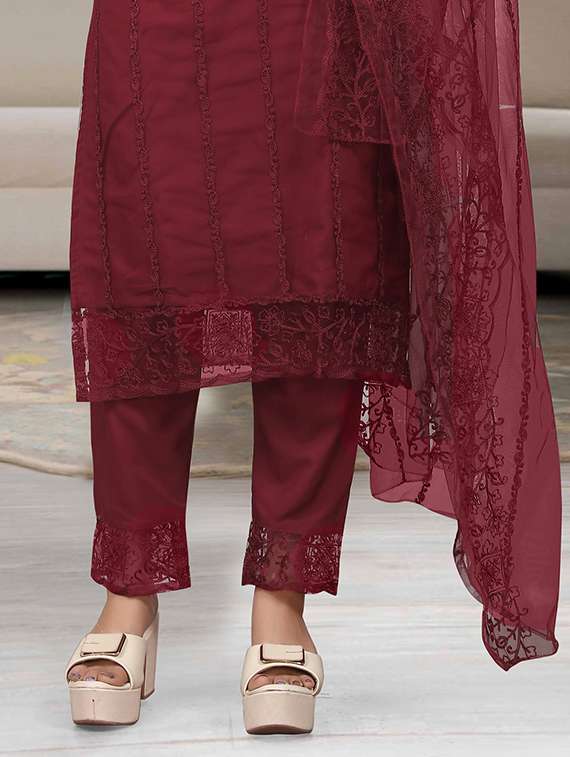 women embroidered long sleeve kurta pant with dupatta set - 21954192 -  Standard Image - 6